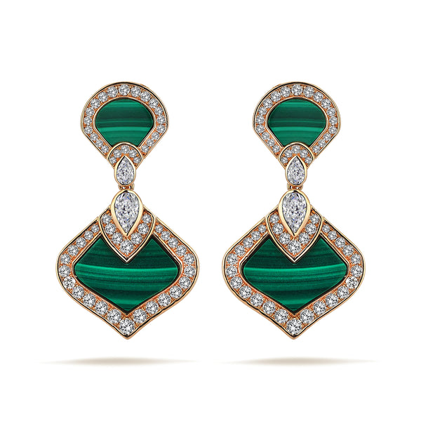 Gradiva Malachites | Diamond Earrings | 18K Gold