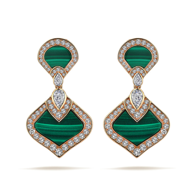 Gradiva Malachites | Diamond Earrings | 18K Gold