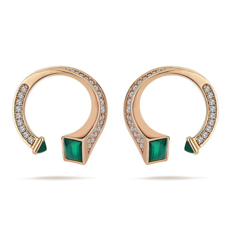 Gradiva Malachites | Diamond Earrings | 18K Gold