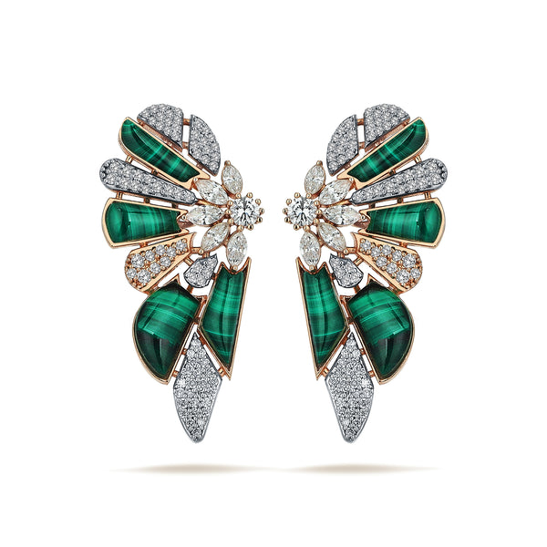 Gradiva Malachites | Diamond Earrings | 18K Gold