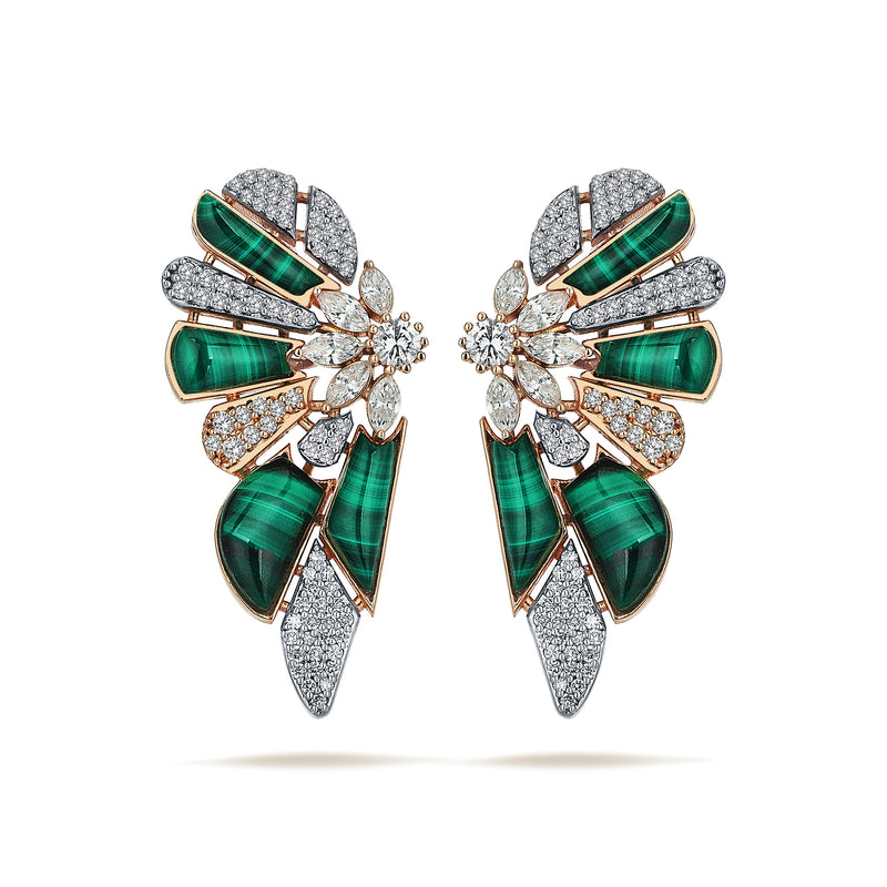 Gradiva Malachites | Diamond Earrings | 18K Gold