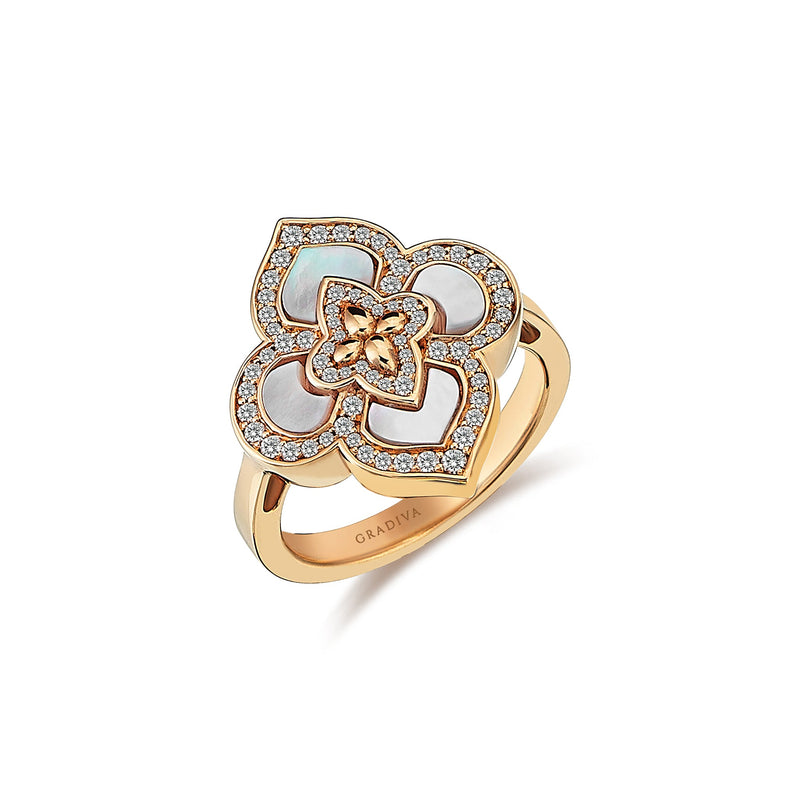 Gradiva Mother of Pearl | Diamond Ring | 18K Gold