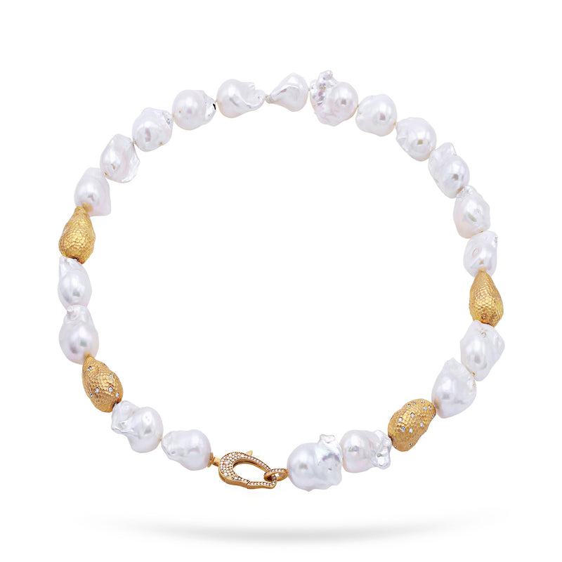 Gradiva Pearls | Diamond Pearl Necklace | 14K Gold