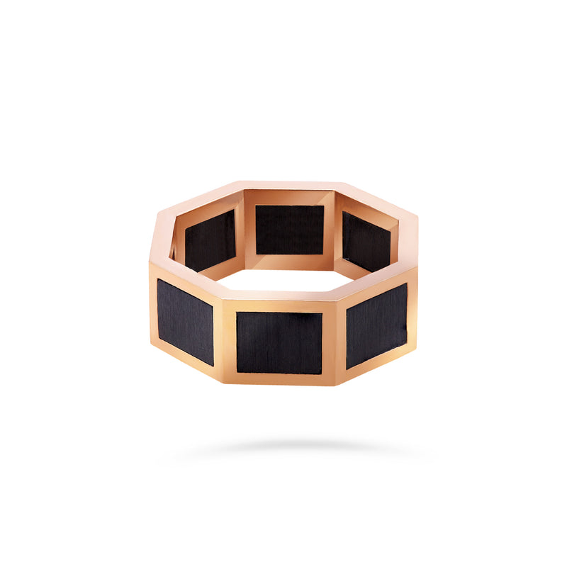 Gradiva Wedding Band | Carbon Fiber Ring | 14K Gold