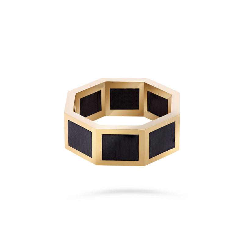 Gradiva Wedding Band | Carbon Fiber Ring | 14K Gold